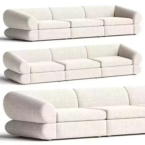 Chale 3 Piece Ivory White Sectional Sofa