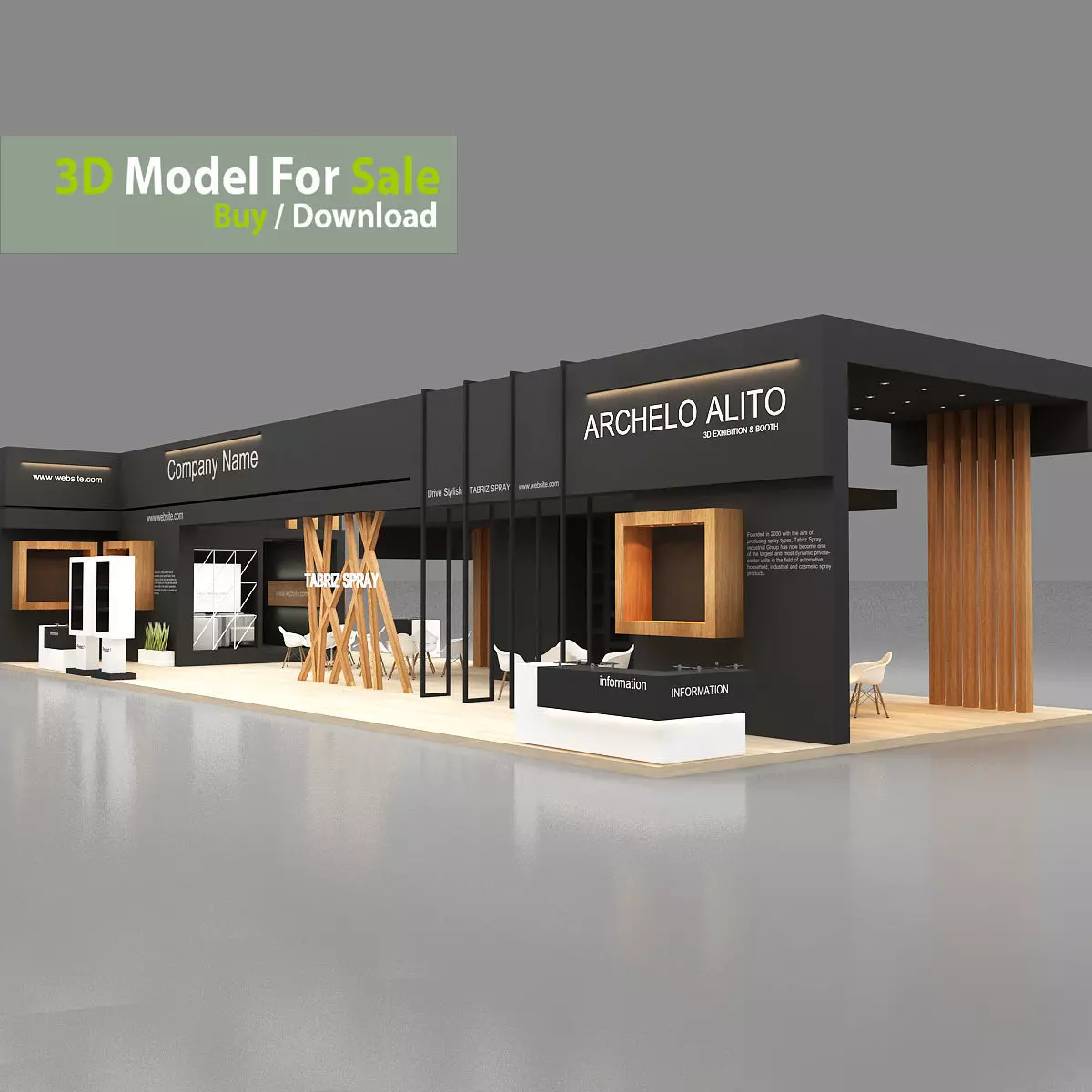 Exhibition Low-poly 3D model_0
