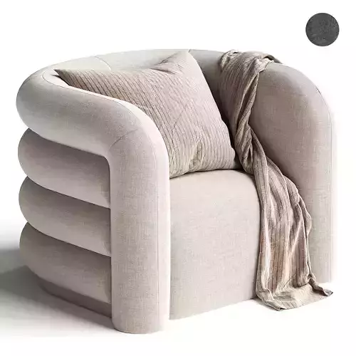 CURVES CREAM VELVET LOUNGE CHAIR Low-poly 3D model