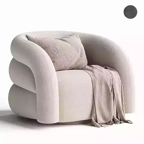 Swivel armchair Novelle Off White Low-poly 3D model