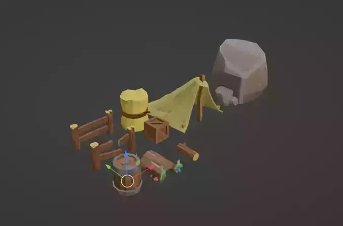 Pixel props pack Low-poly 3D model