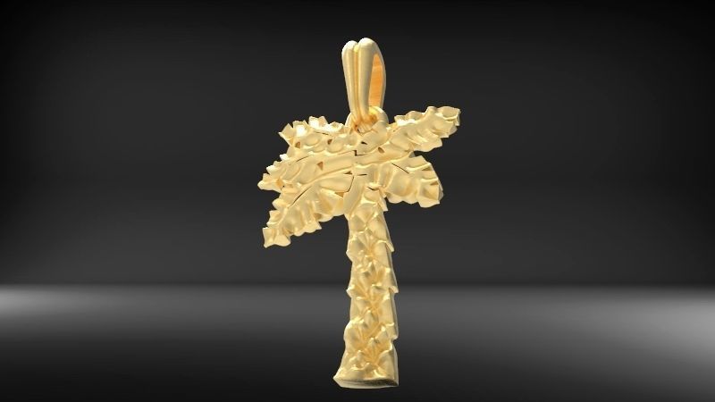 Palm Tree Pendant Charm Necklace Jewelry 3D print model_1