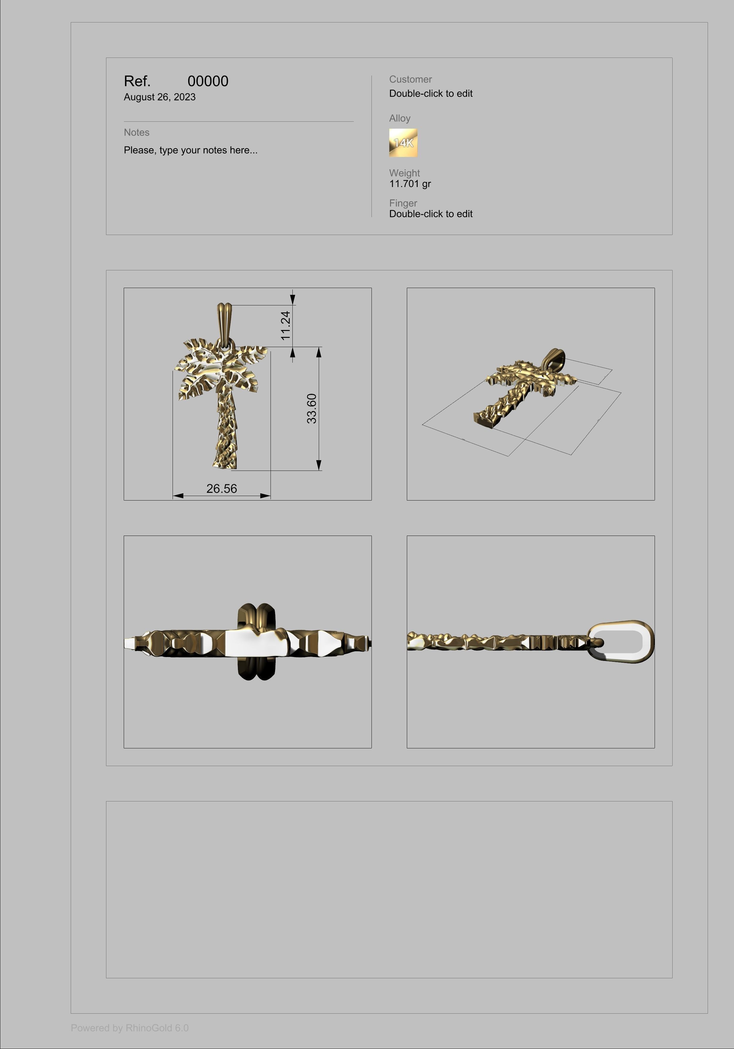 Palm Tree Pendant Charm Necklace Jewelry 3D print model_4