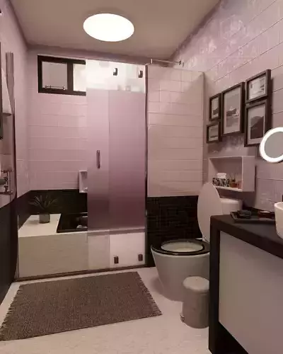 Black and White Bathroom 3D model
