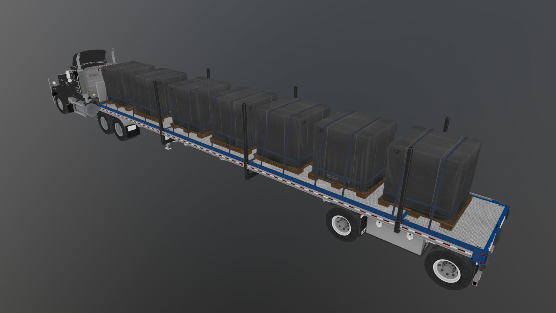 SuperLiner flatbed trailer Low-poly 3D model_37