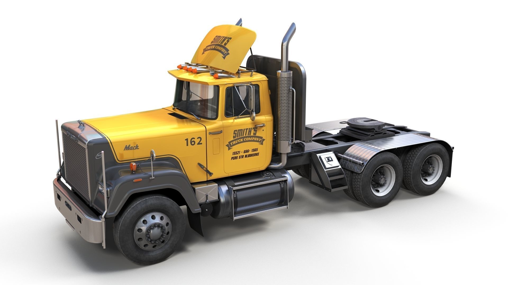 SuperLiner flatbed trailer Low-poly 3D model_11