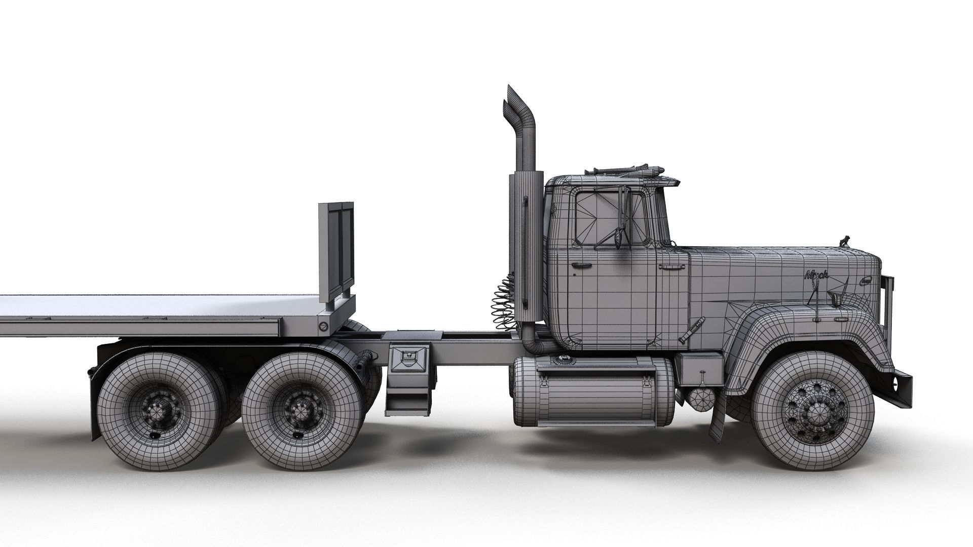 SuperLiner flatbed trailer Low-poly 3D model_16