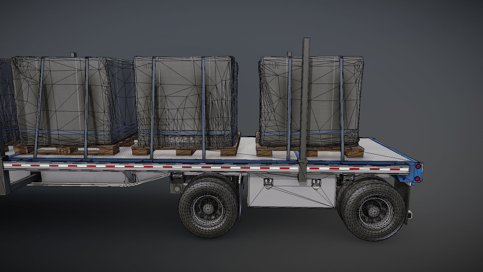 SuperLiner flatbed trailer Low-poly 3D model_36