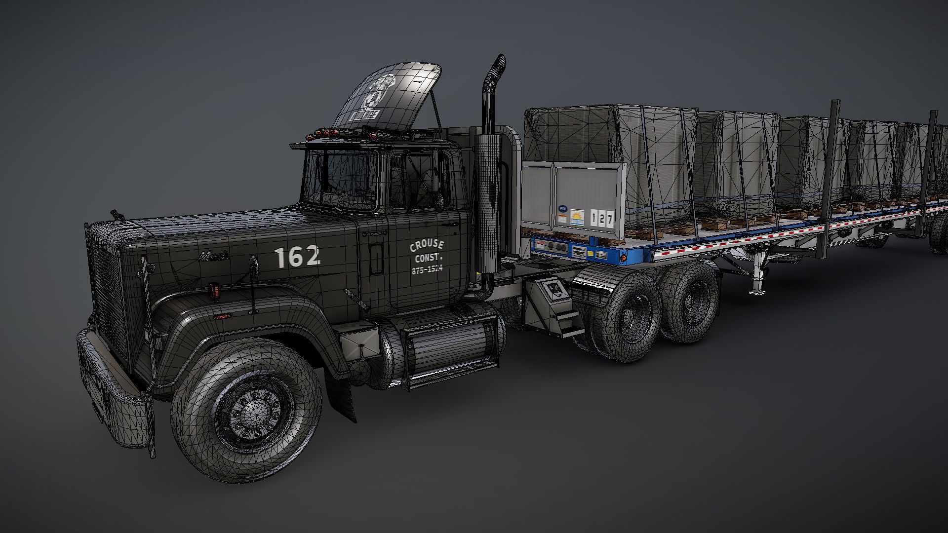 SuperLiner flatbed trailer Low-poly 3D model_33