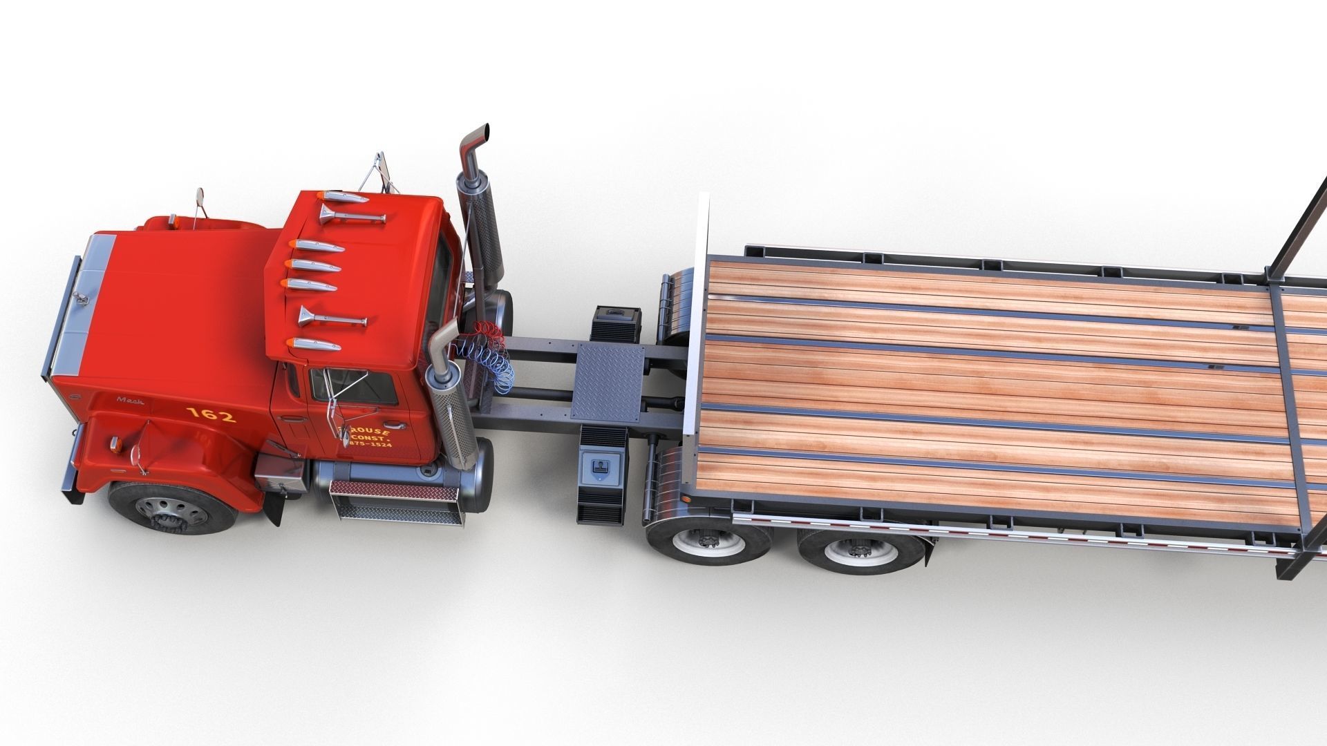 SuperLiner flatbed trailer Low-poly 3D model_6