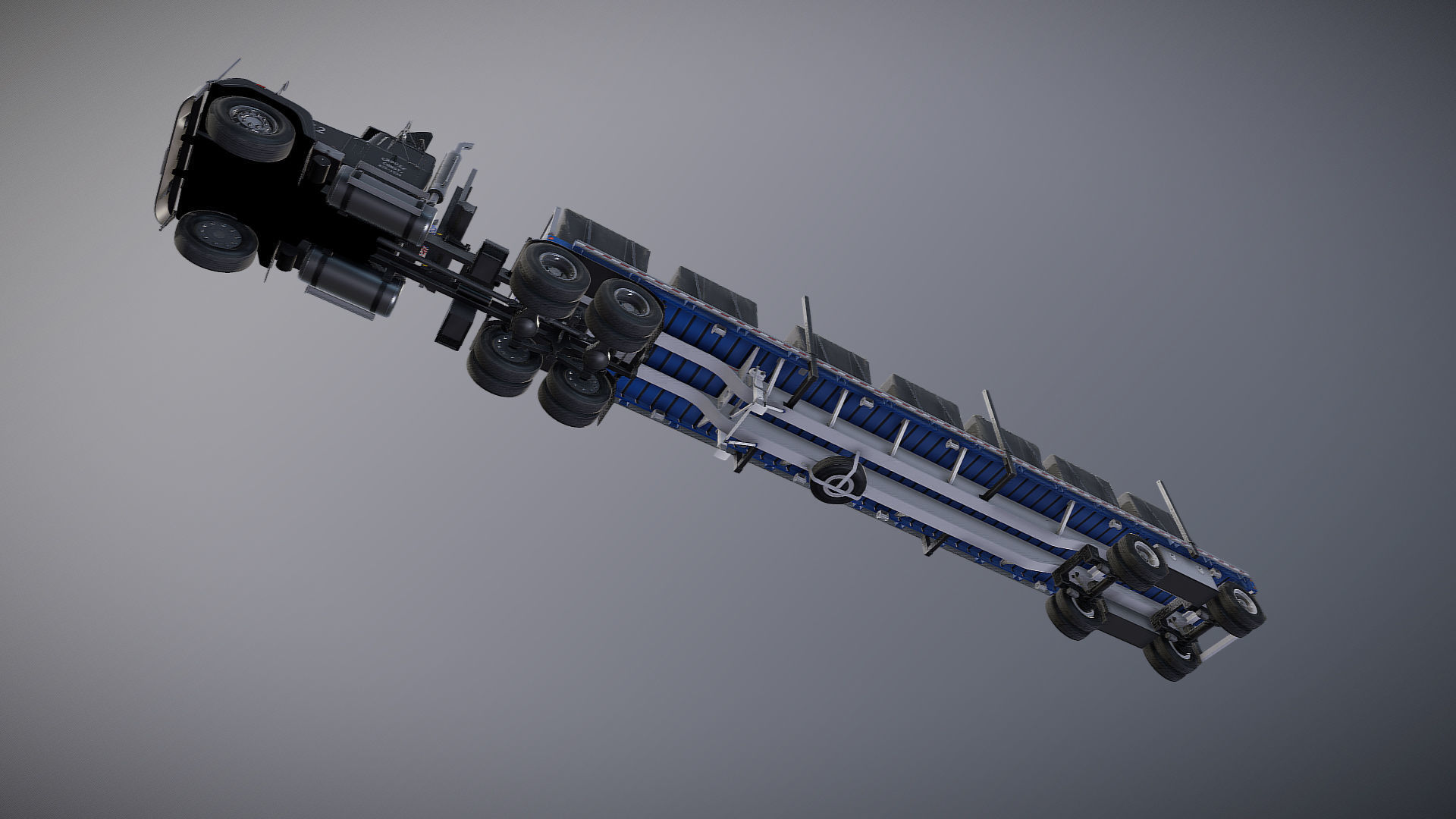 SuperLiner flatbed trailer Low-poly 3D model_31