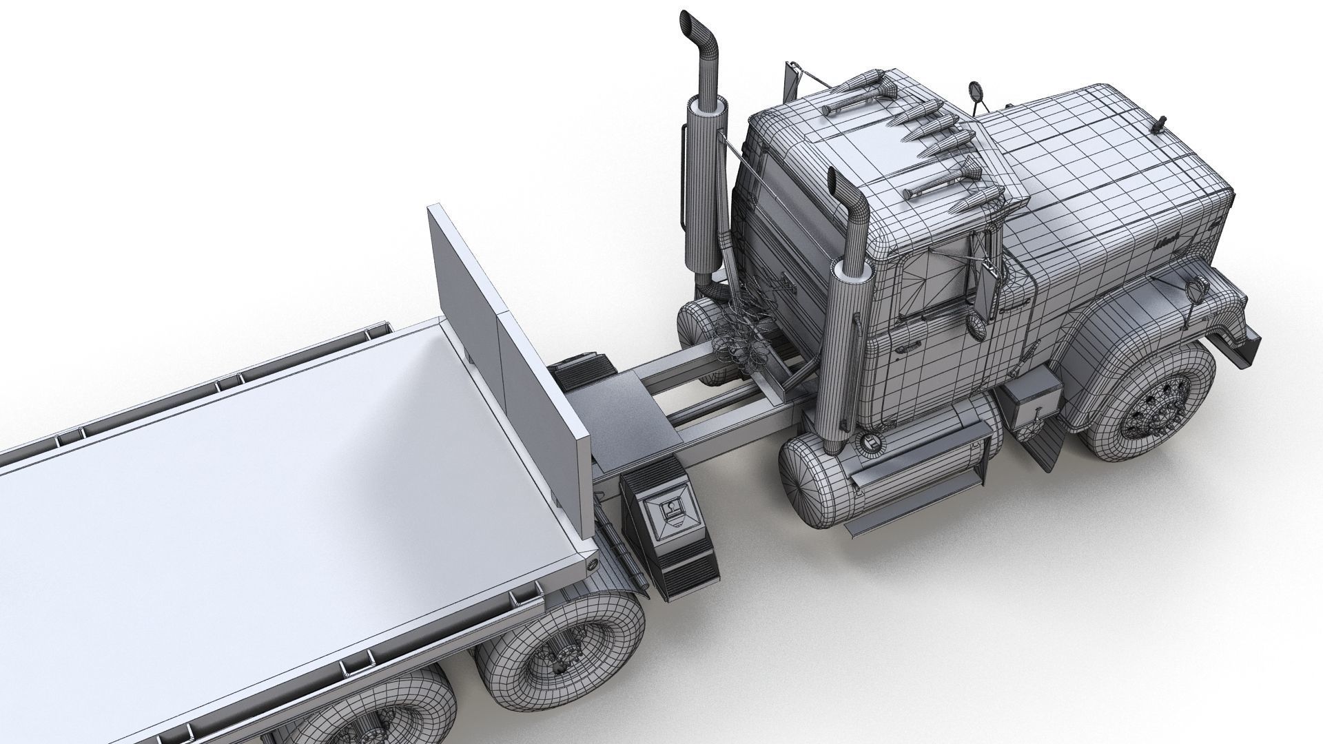 SuperLiner flatbed trailer Low-poly 3D model_19