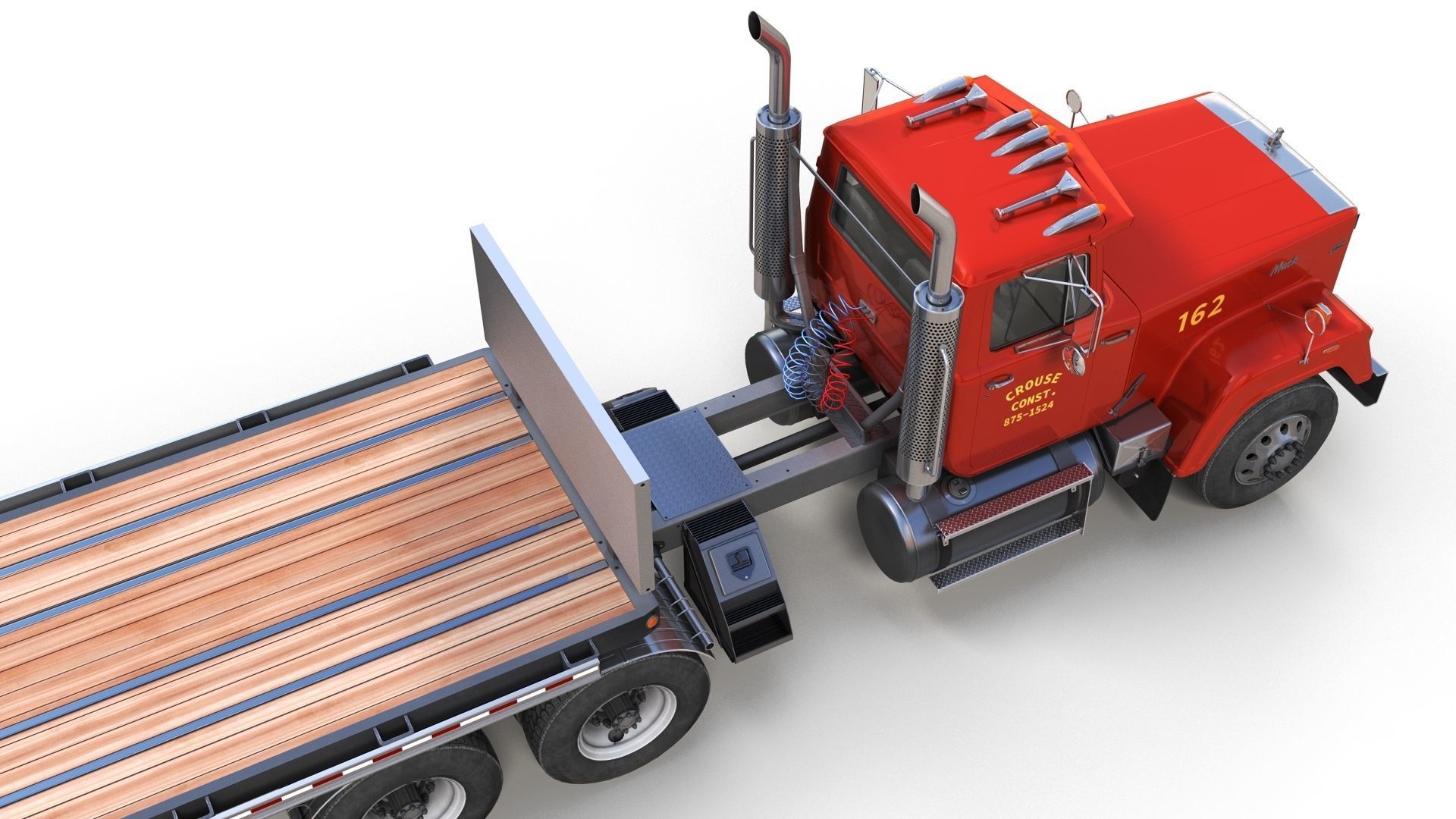SuperLiner flatbed trailer Low-poly 3D model_7