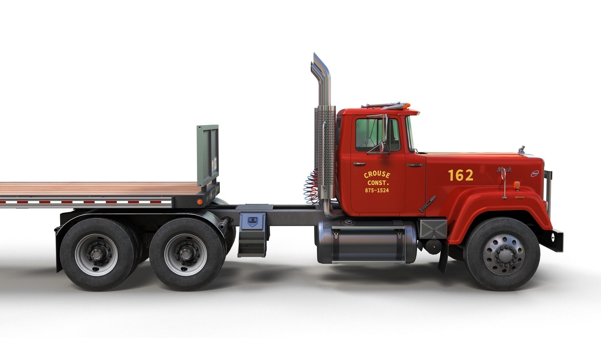 SuperLiner flatbed trailer Low-poly 3D model_4