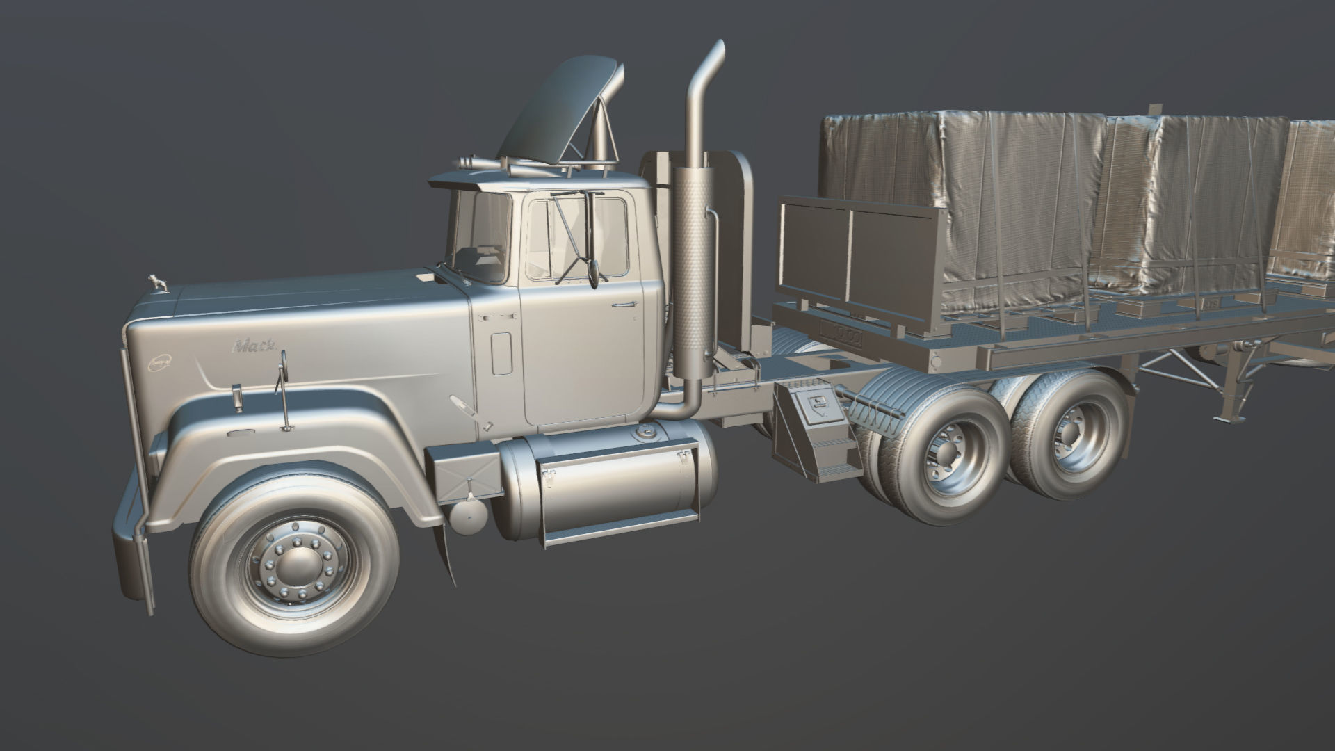 SuperLiner flatbed trailer Low-poly 3D model_41