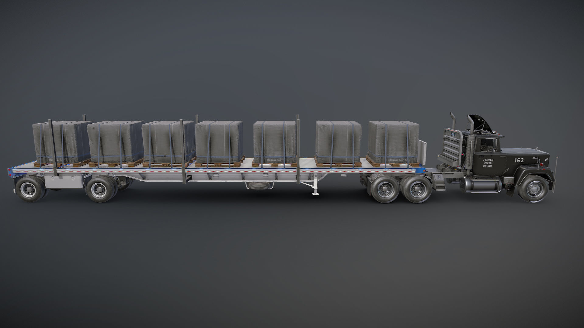 SuperLiner flatbed trailer Low-poly 3D model_27