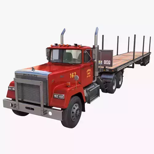 SuperLiner flatbed trailer Low-poly 3D model