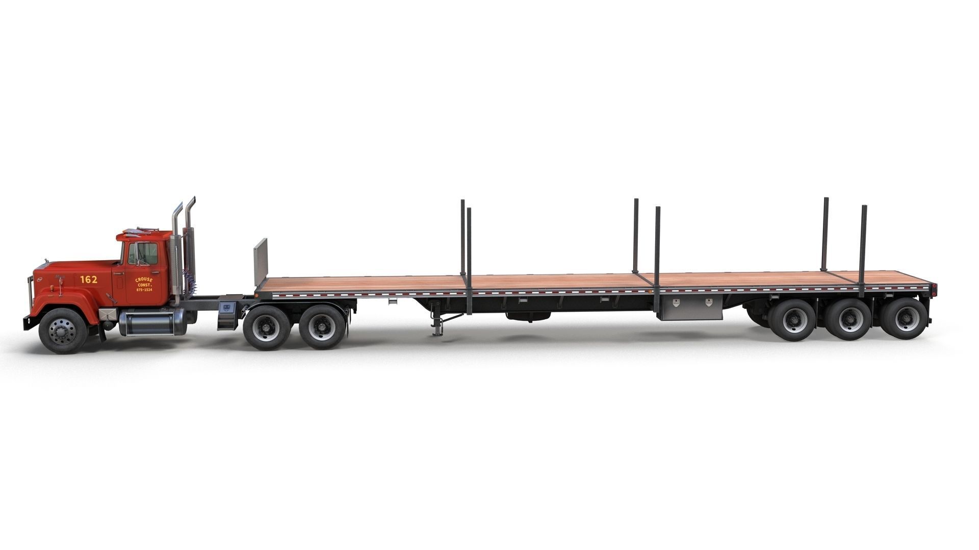 SuperLiner flatbed trailer Low-poly 3D model_8