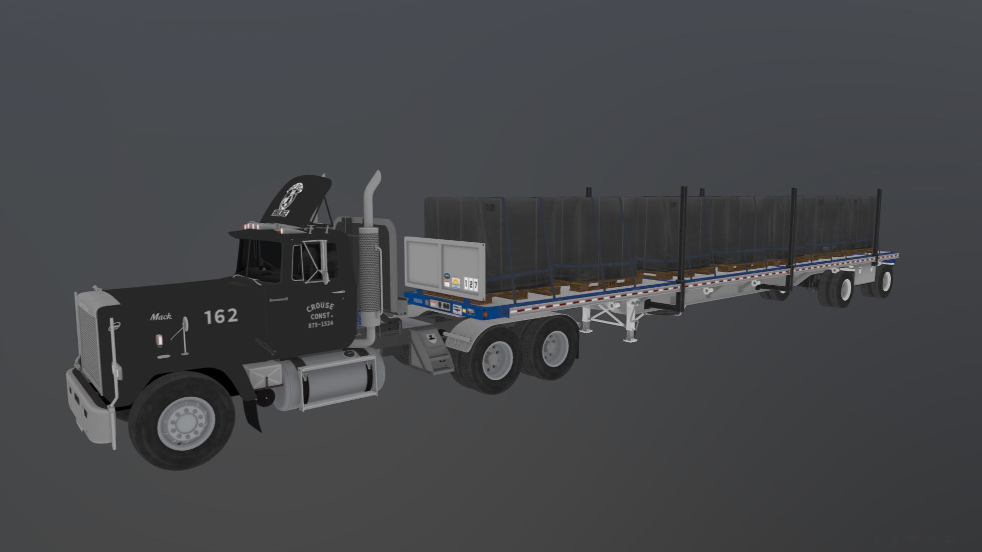 SuperLiner flatbed trailer Low-poly 3D model_38