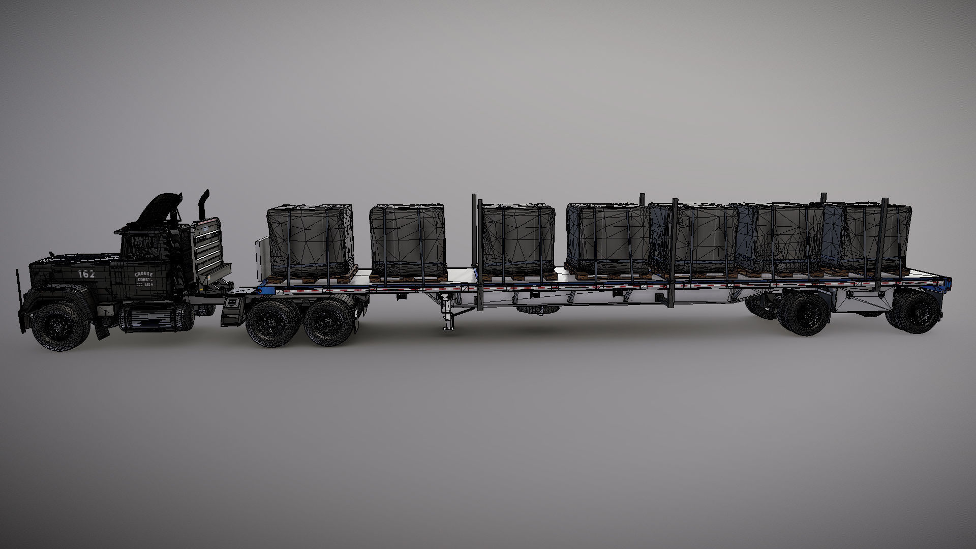 SuperLiner flatbed trailer Low-poly 3D model_34