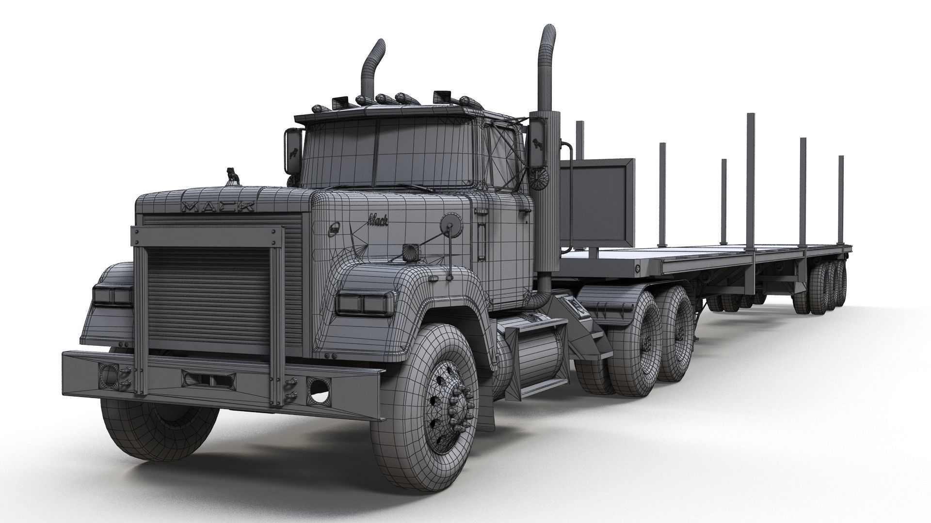 SuperLiner flatbed trailer Low-poly 3D model_21