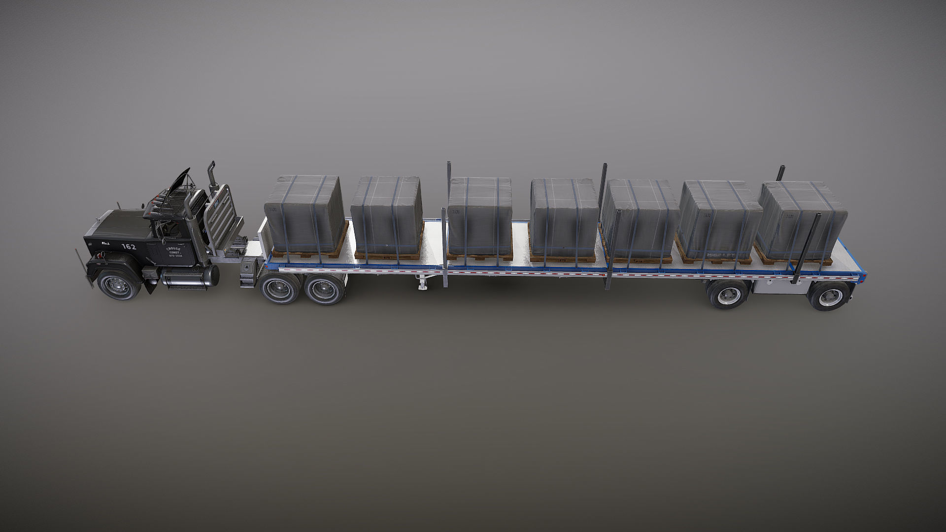 SuperLiner flatbed trailer Low-poly 3D model_28