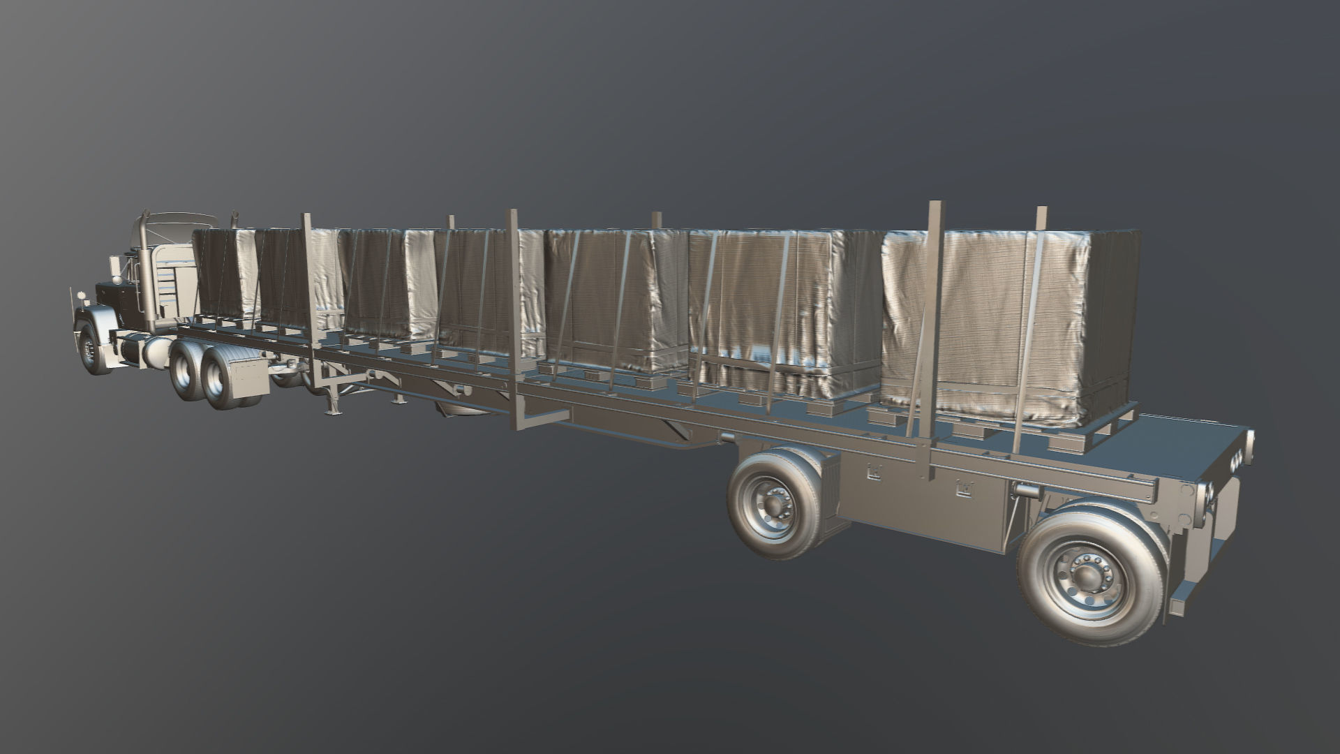 SuperLiner flatbed trailer Low-poly 3D model_40