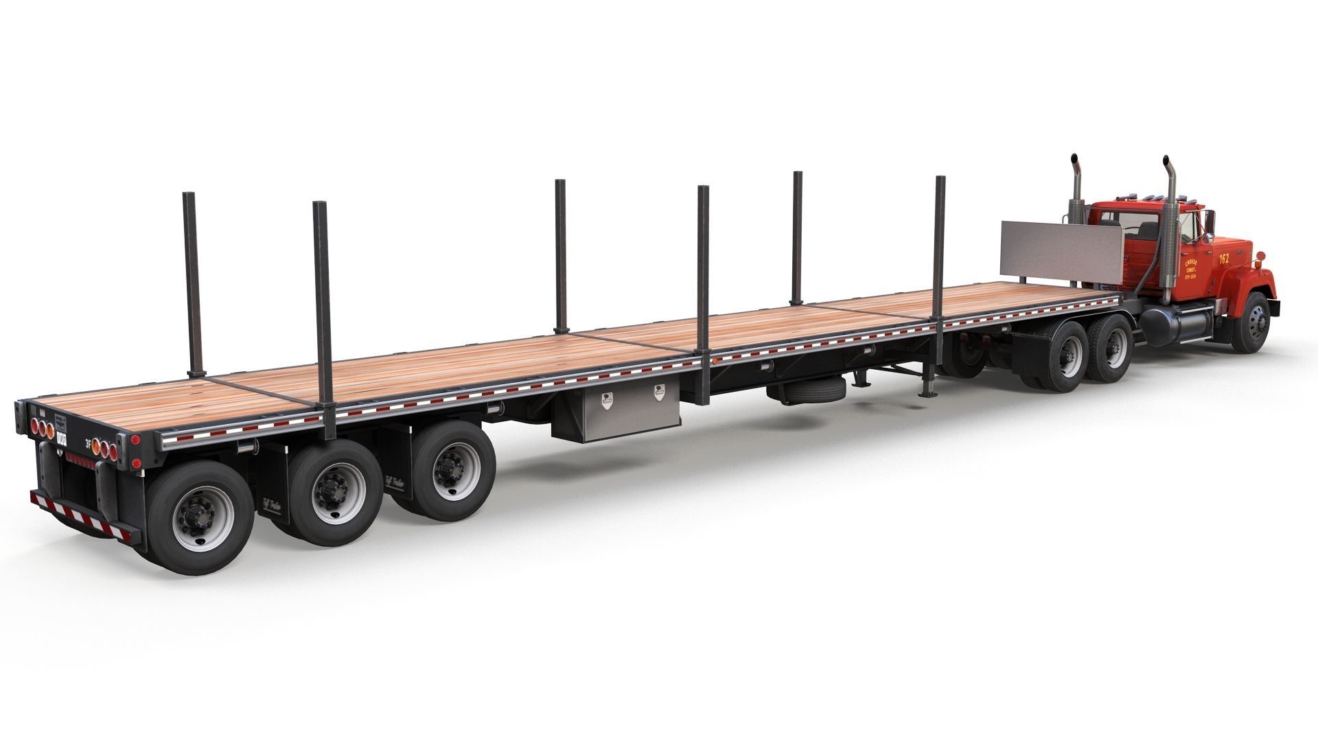 SuperLiner flatbed trailer Low-poly 3D model_3
