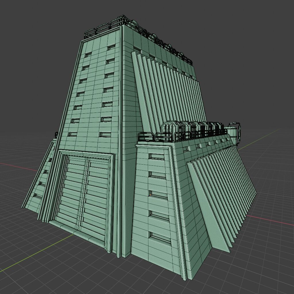 INDUSTRIAL SCIFI BUILDING DEMO SET FILE Low-poly 3D model_29