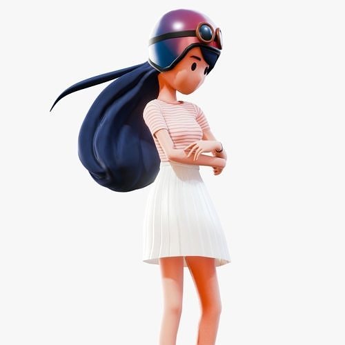 Stylized girl  Angry Low-poly 3D model