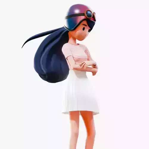 Stylized girl  Angry Low-poly 3D model