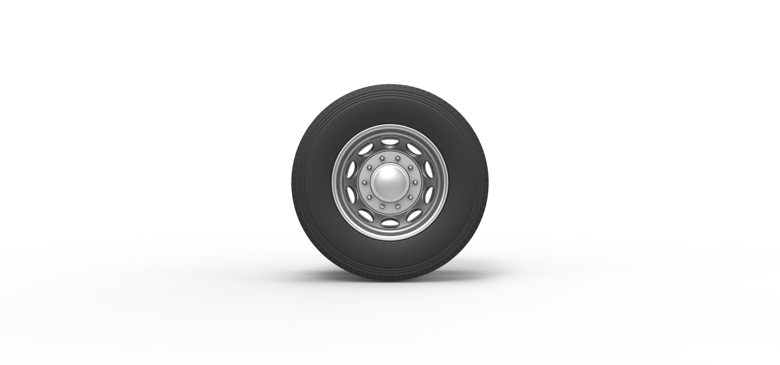 10 Hole rear double wheel of old school truck Scale 1 to 25 3D print model_4