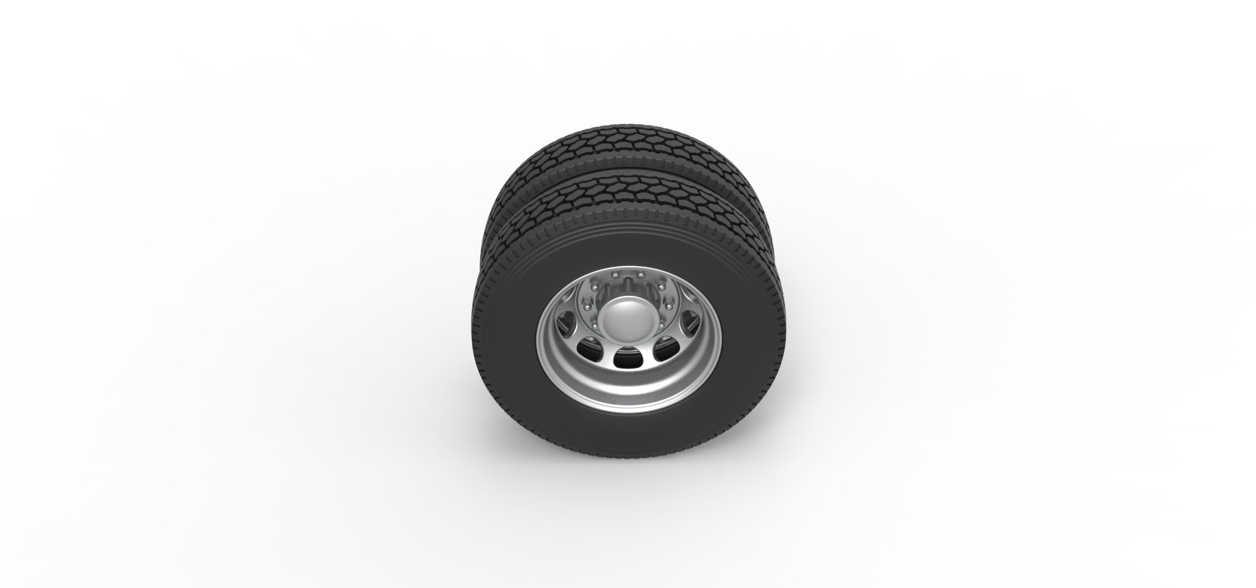 10 Hole rear double wheel of old school truck Scale 1 to 25 3D print model_5