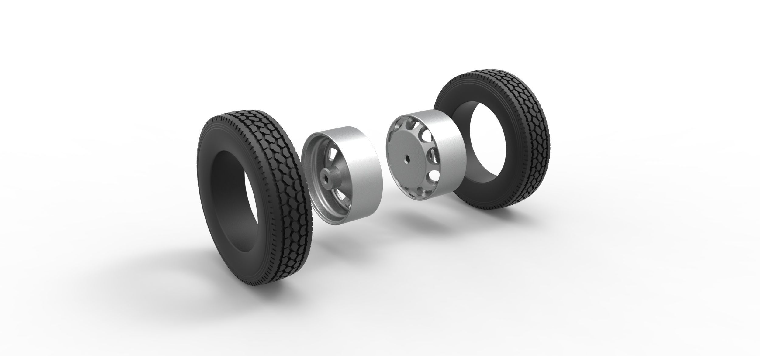 10 Hole rear double wheel of old school truck Scale 1 to 25 3D print model_9