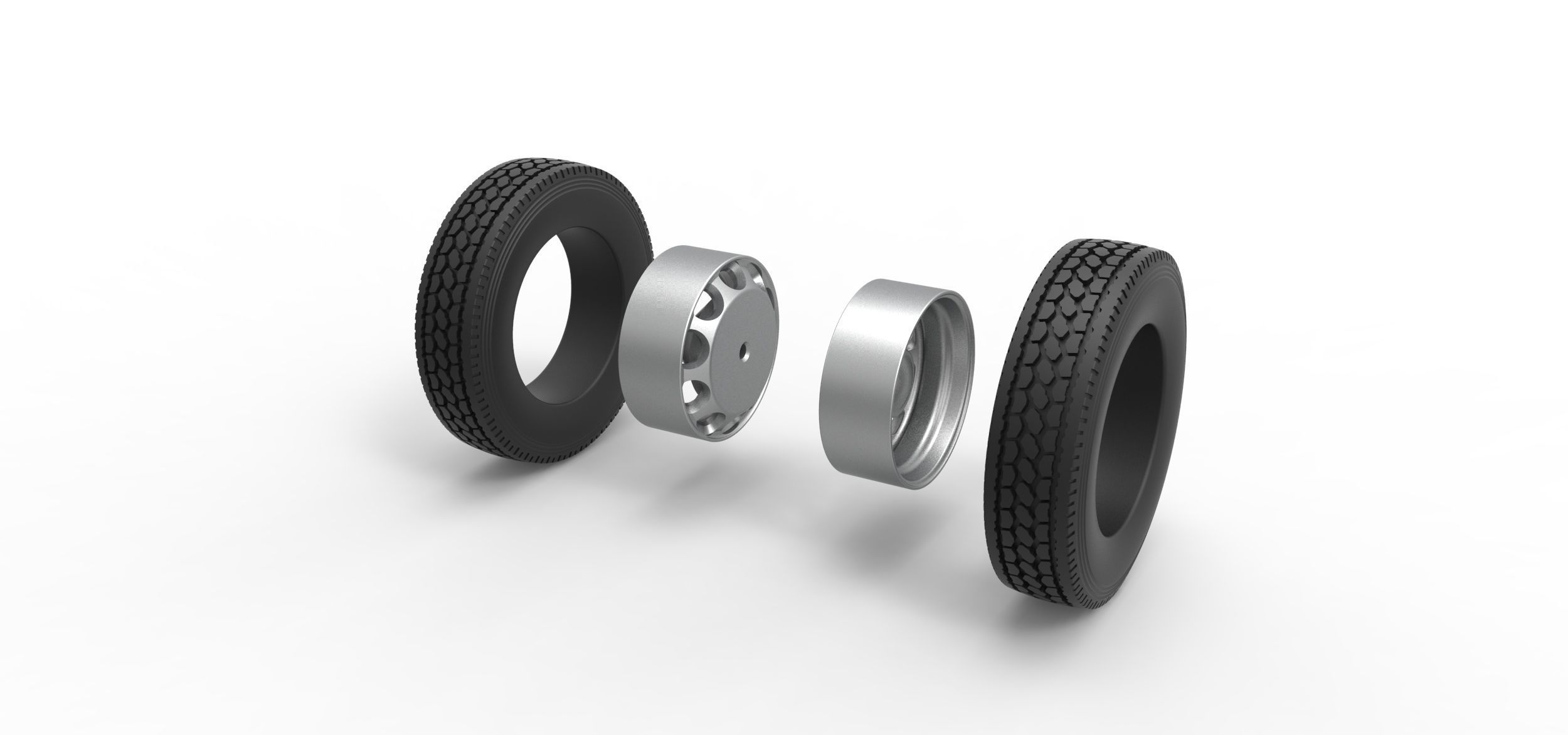 10 Hole rear double wheel of old school truck Scale 1 to 25 3D print model_8