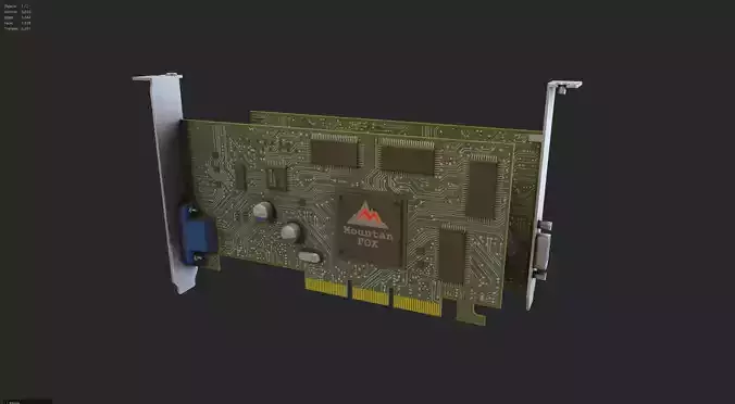Vga gpu agp video card game ready model with pbr texture Low-poly 3D model