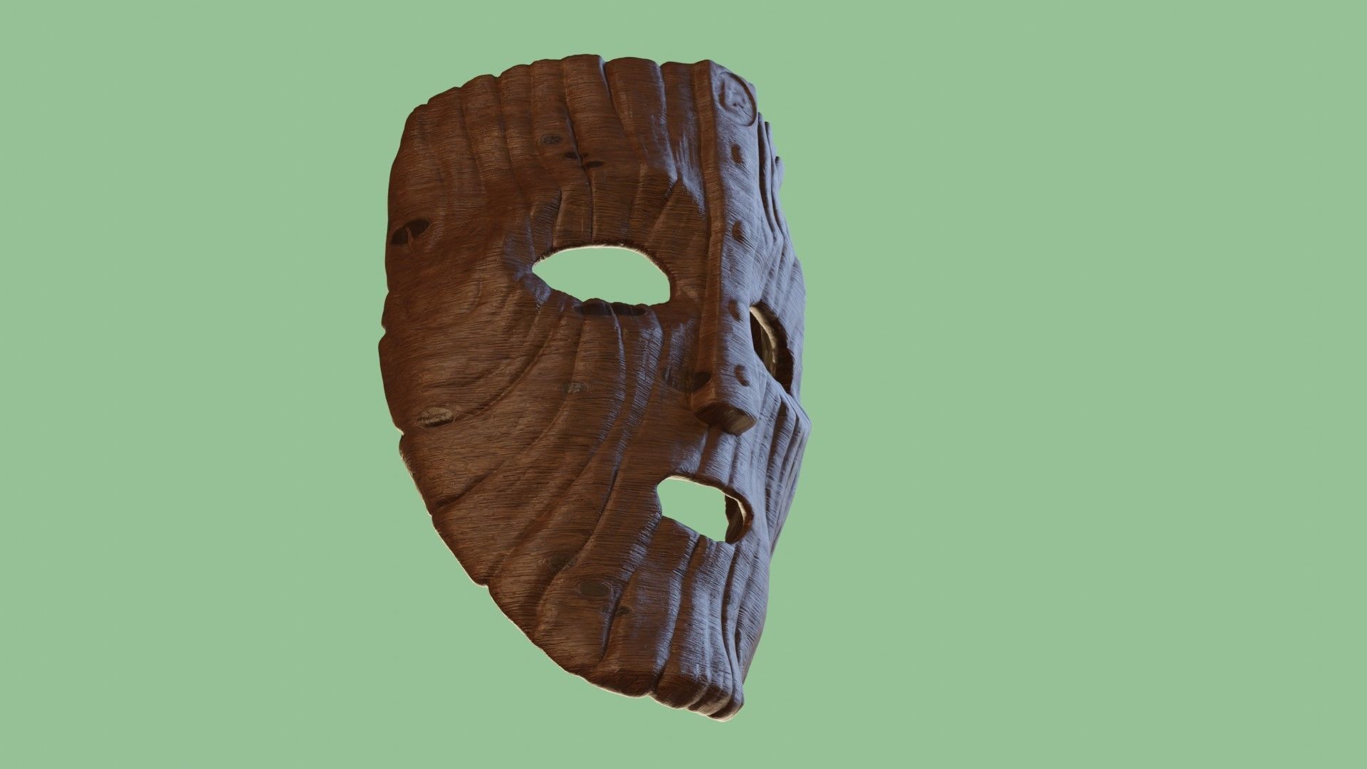 Wooden face mask Low-poly 3D model_2