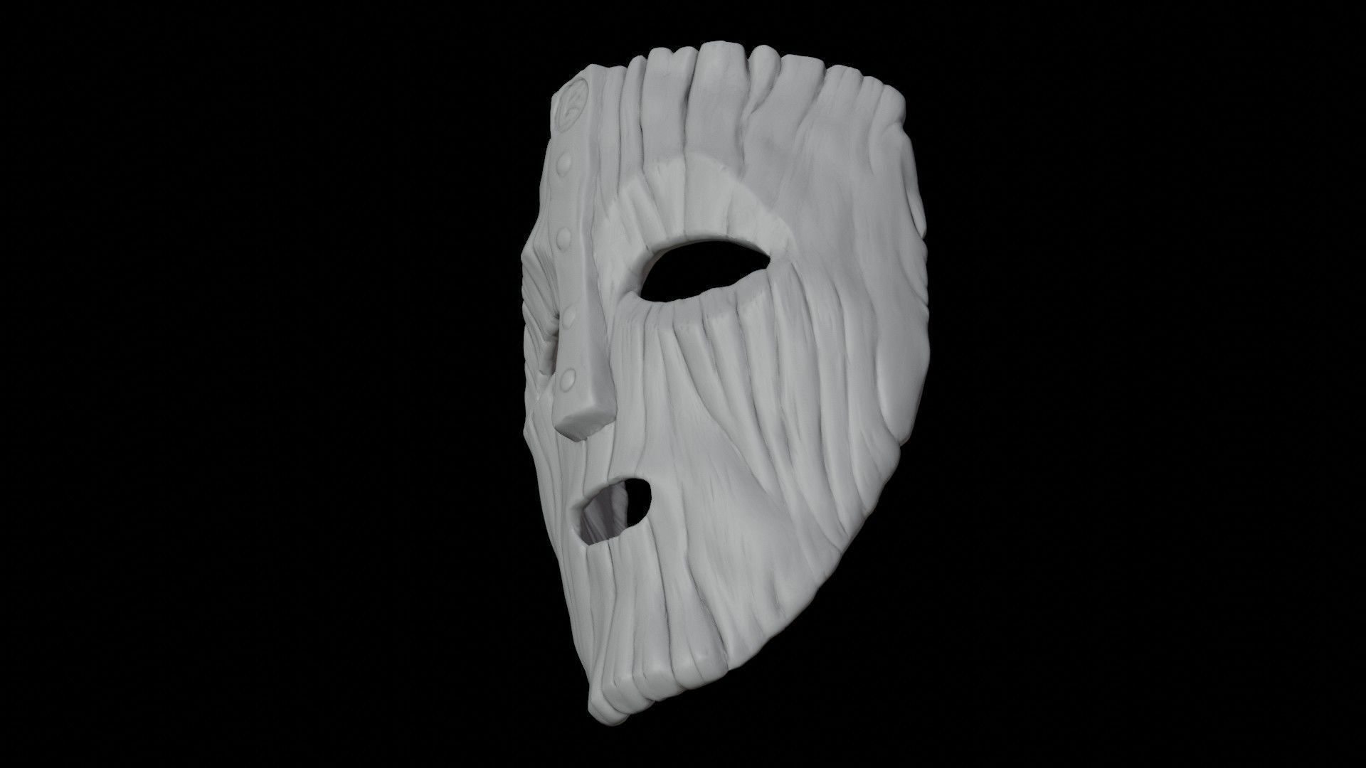 Wooden face mask Low-poly 3D model_19