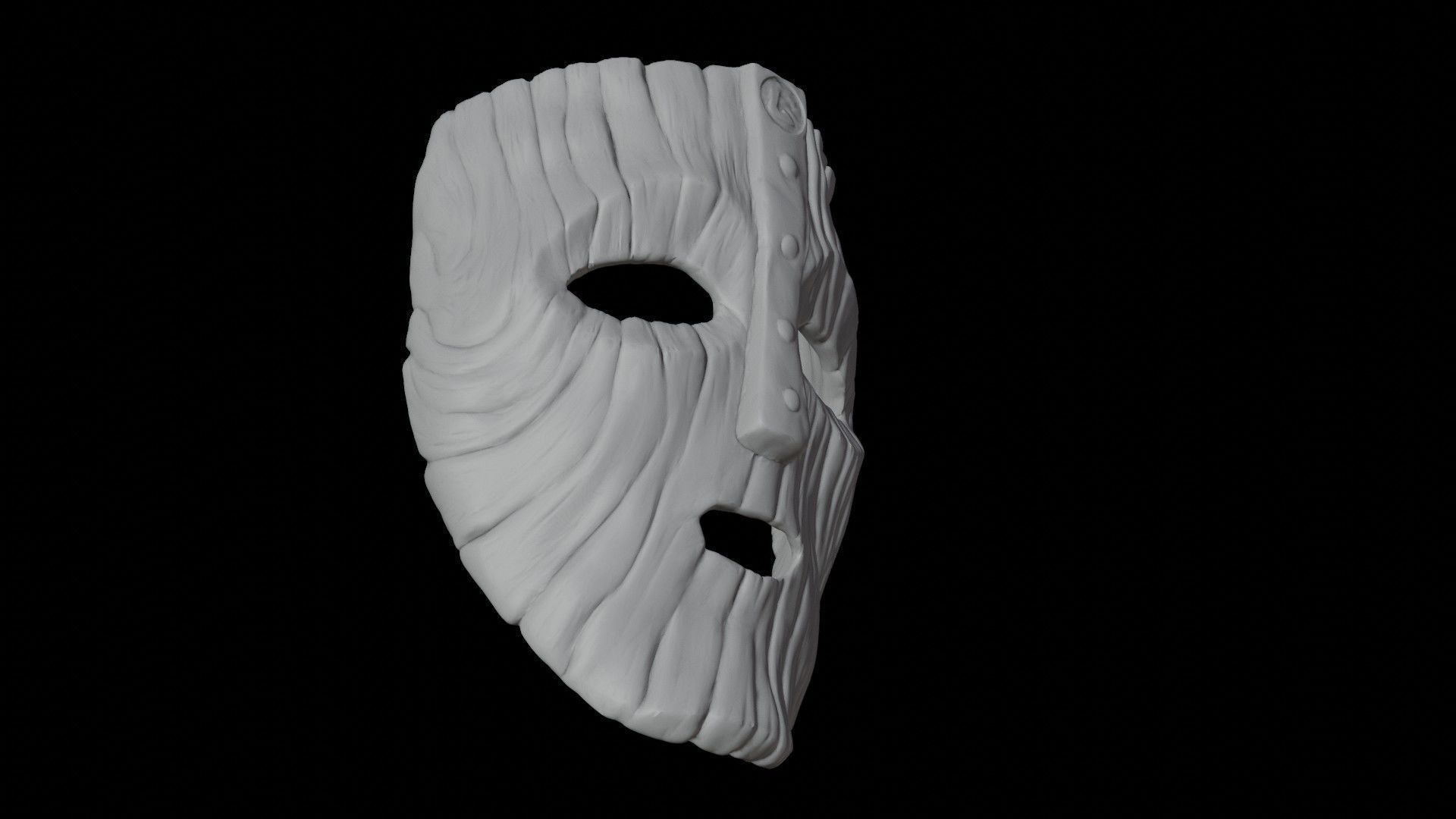 Wooden face mask Low-poly 3D model_17