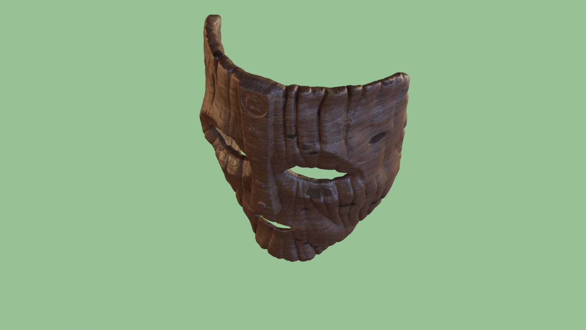 Wooden face mask Low-poly 3D model_4
