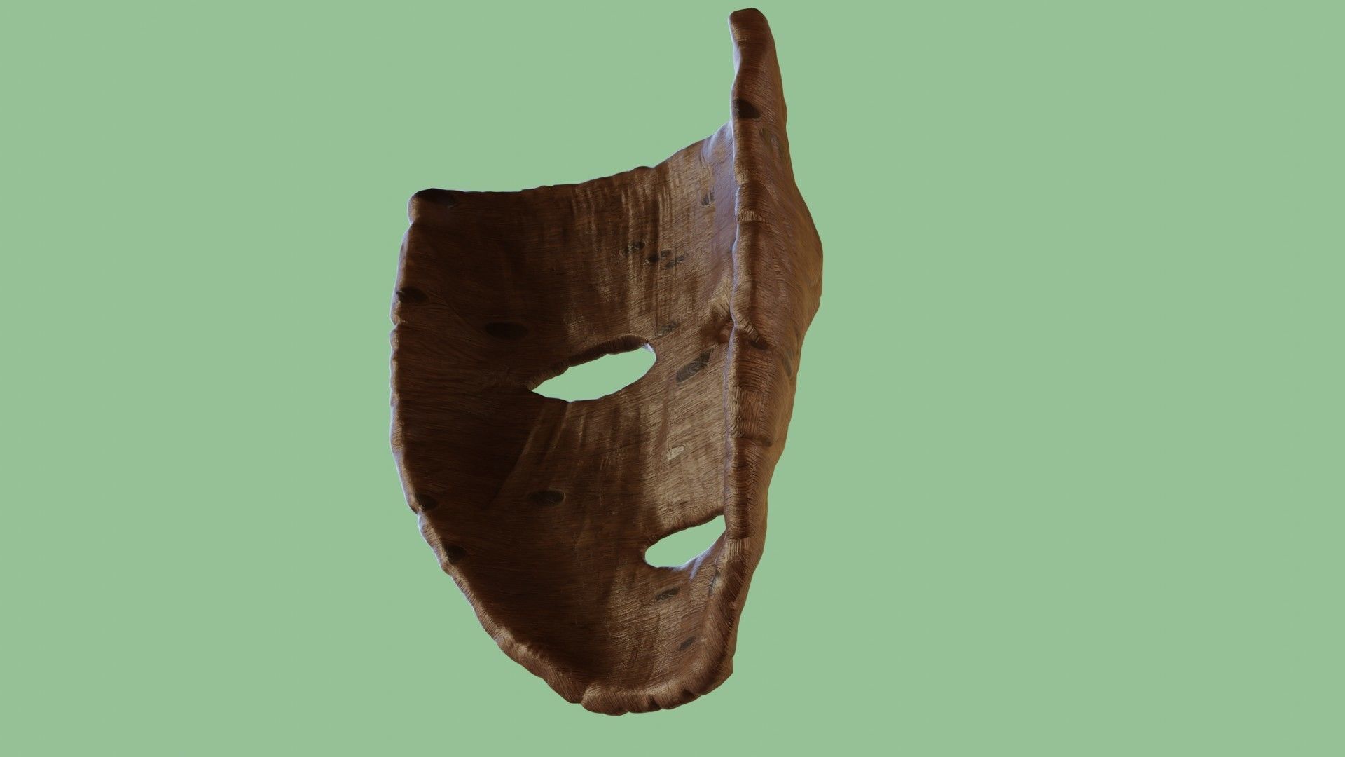 Wooden face mask Low-poly 3D model_7