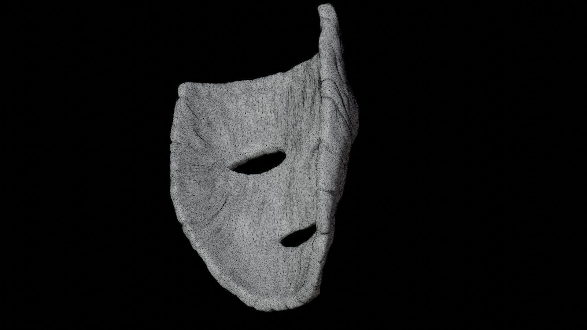 Wooden face mask Low-poly 3D model_12