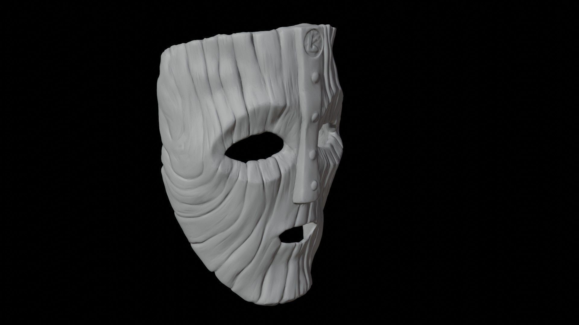 Wooden face mask Low-poly 3D model_16