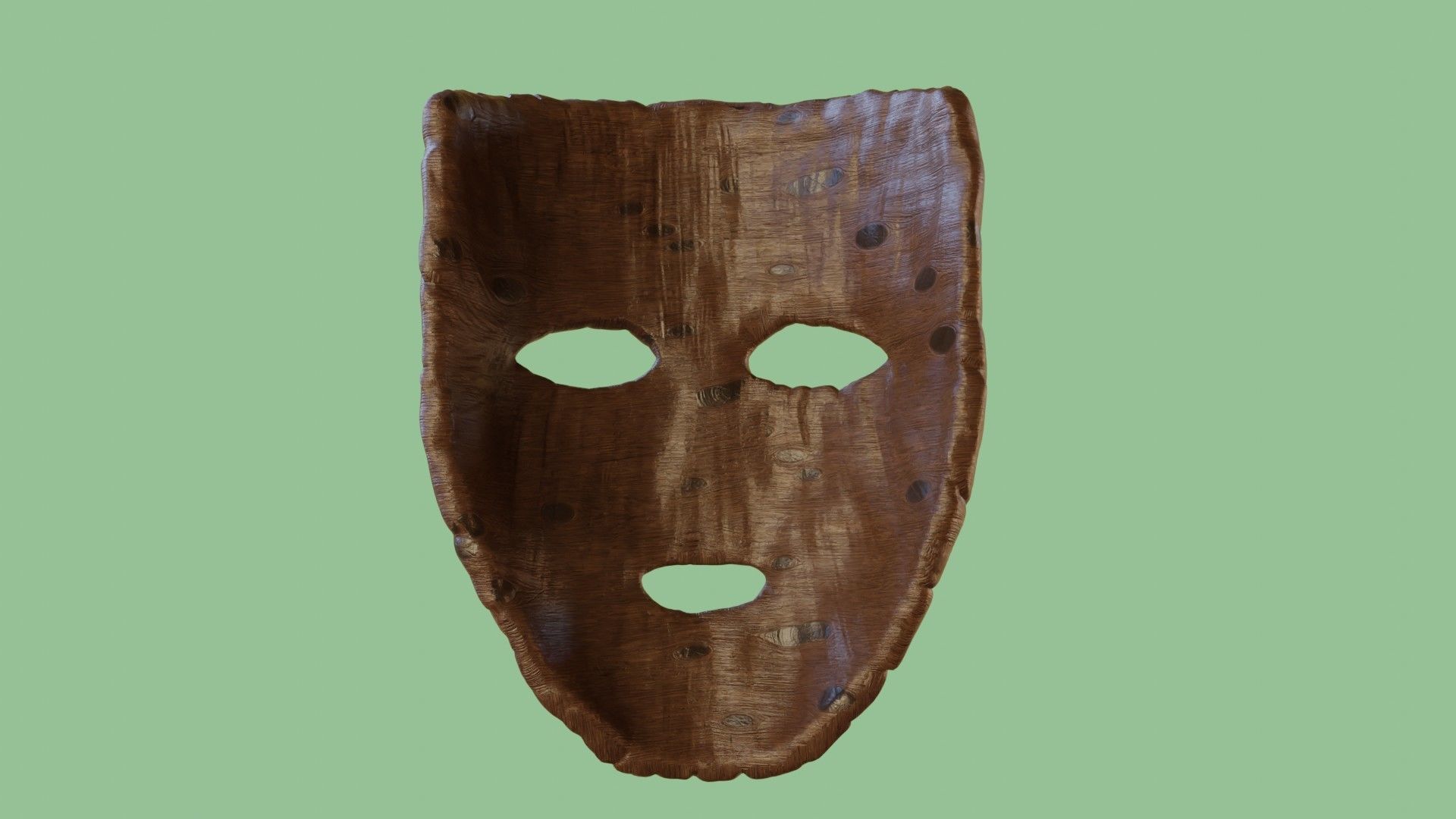 Wooden face mask Low-poly 3D model_6