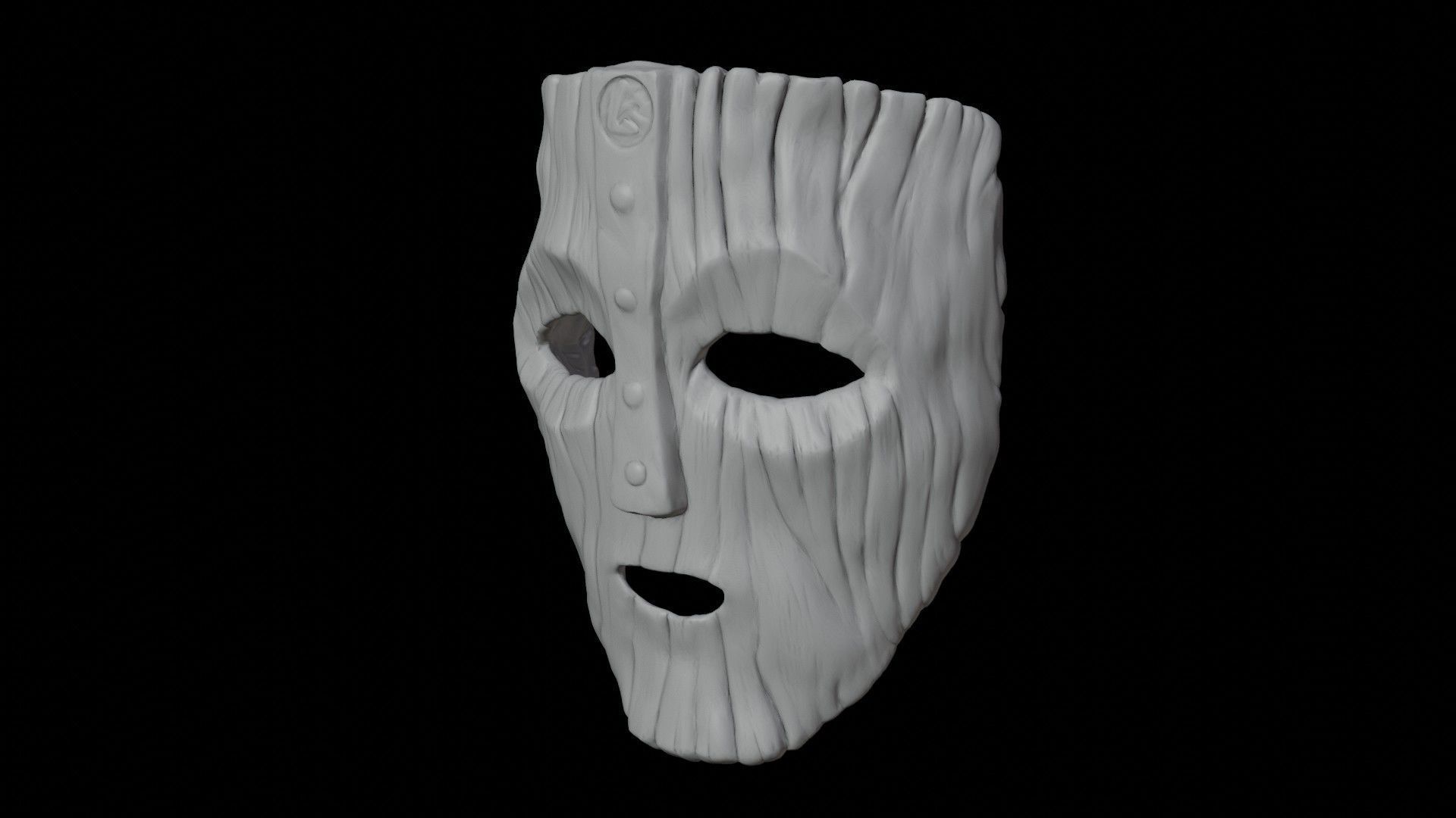 Wooden face mask Low-poly 3D model_15