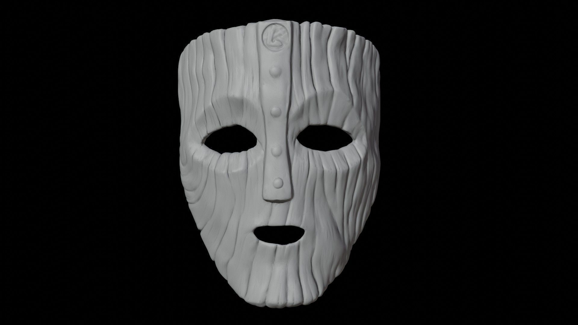Wooden face mask Low-poly 3D model_14