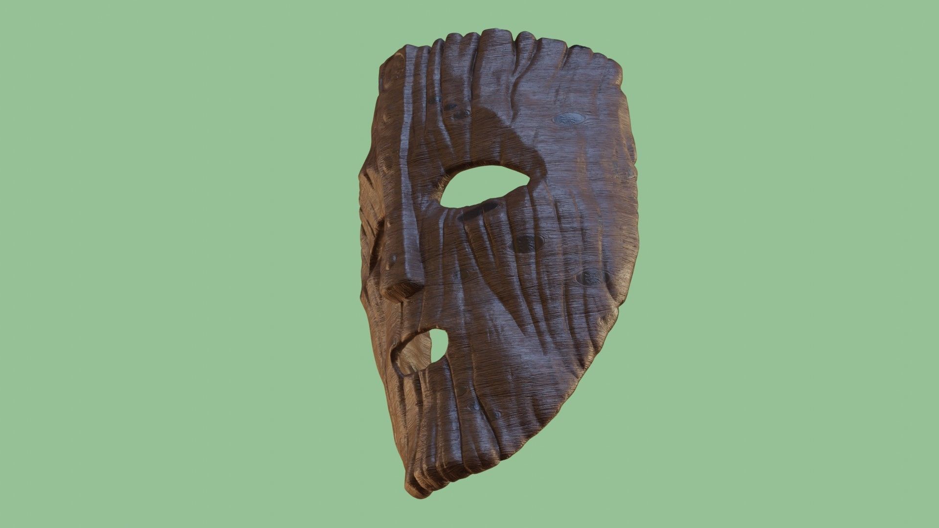 Wooden face mask Low-poly 3D model_3