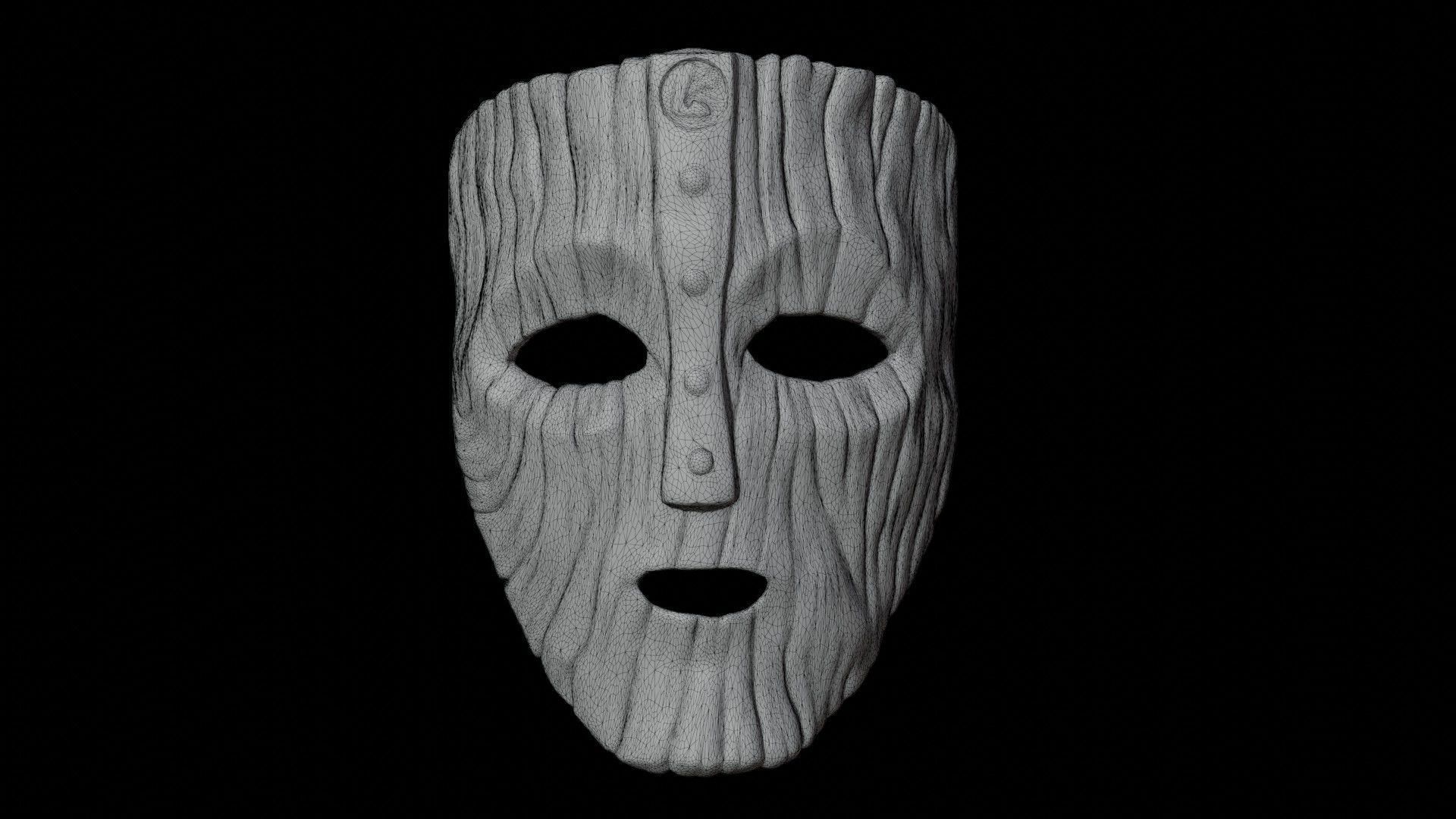 Wooden face mask Low-poly 3D model_13