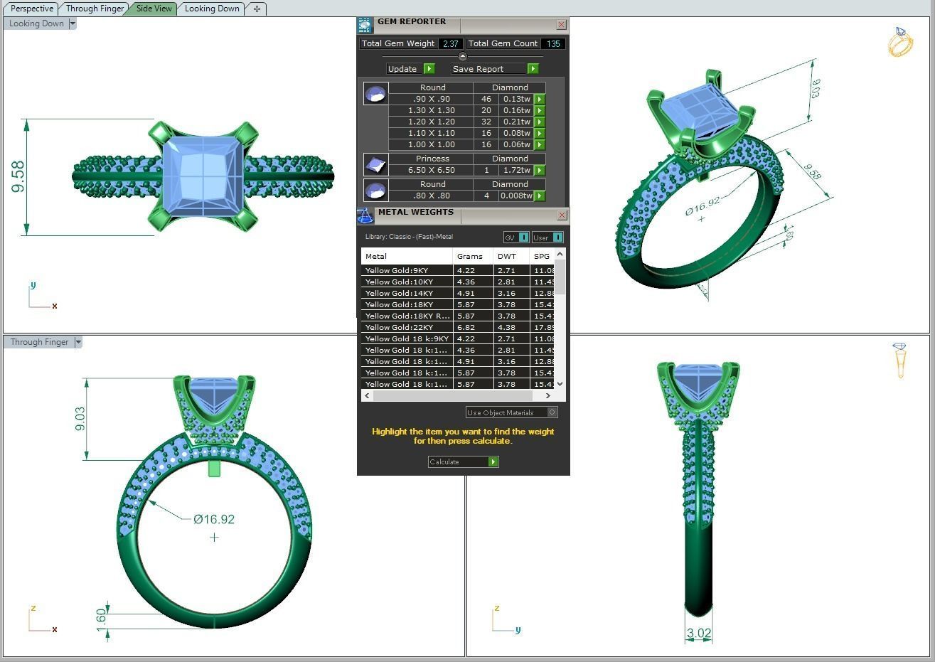 Engagement ring Stella princess 3D print model_1