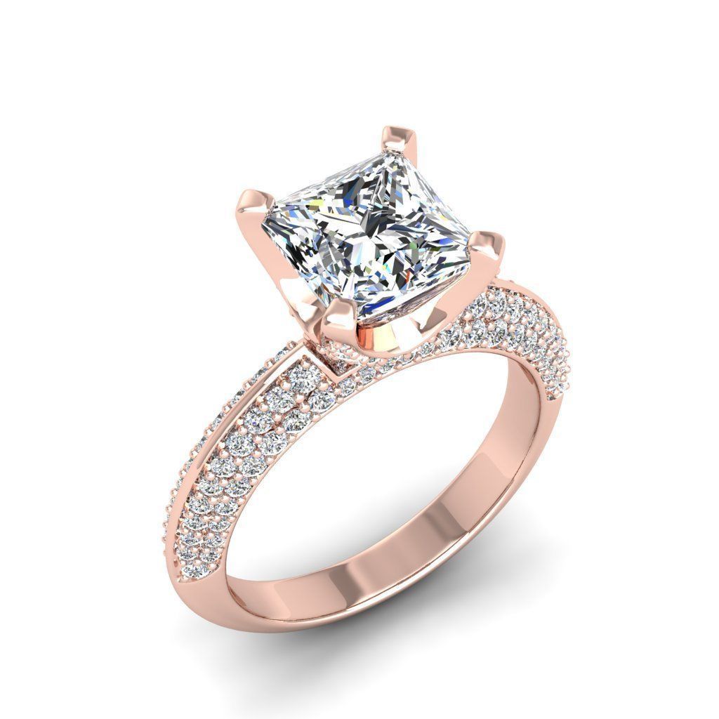 Engagement ring Stella princess 3D print model_24